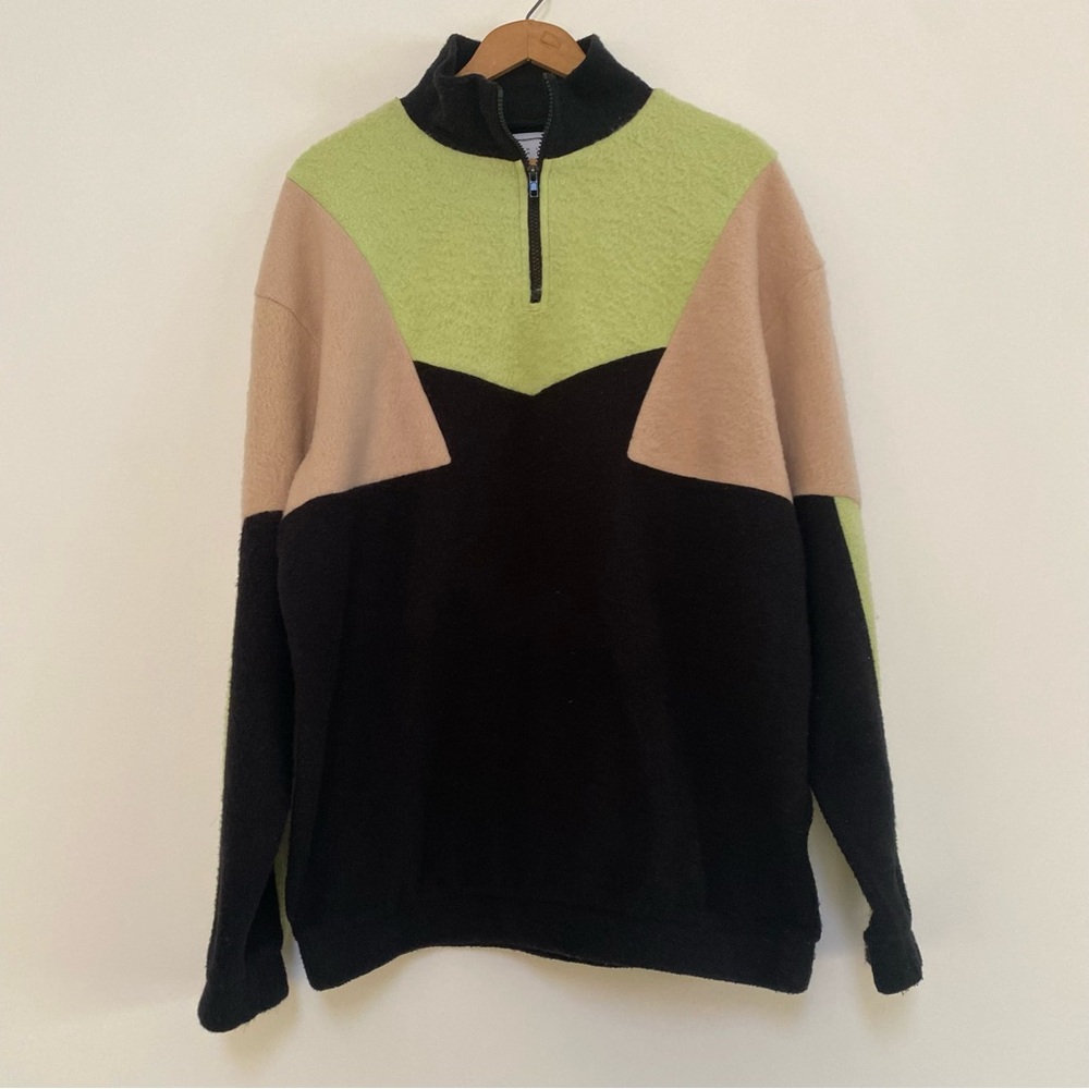 Urban Outfitters Oversized Fleece Quarter Zip Sweatshirt Color Block Small